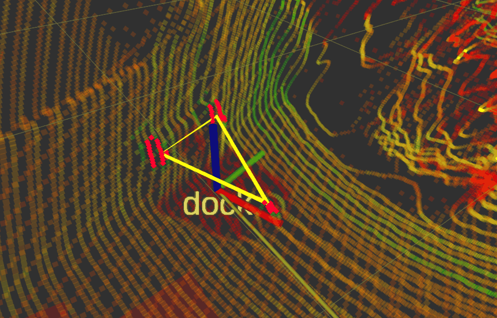 Candidate isosceles triangle up close.